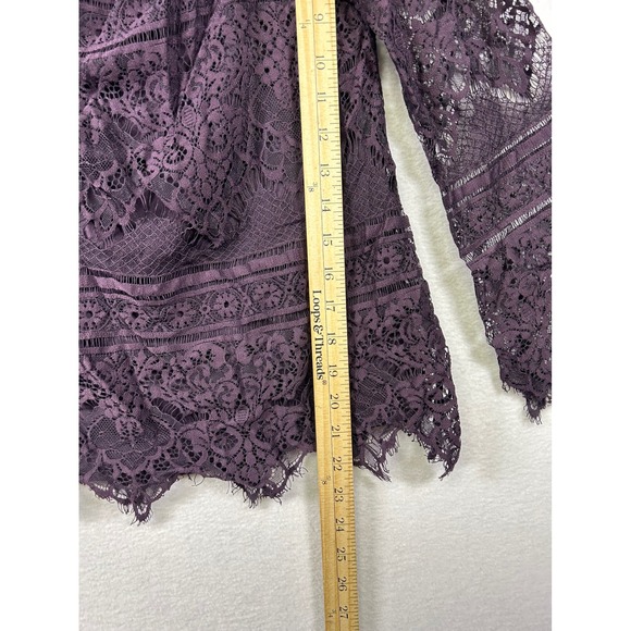 APT 9 Purple Lace Off Shoulder Long Sleeve Bell Sleeve Top Blouse Womens M - Picture 6 of 9